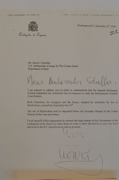 Letter From The Spanish Embassy To David J Scheffer September 21