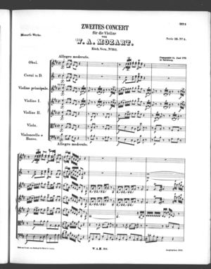 Zweites Concert für die Violine, K. 211, D Major Zweites Concert für die Violine, K. 211, D Major