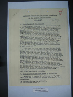 Agreement Relating to the Frontier Guard-Posts on the Greek-Bulgarian Borders (1931-1941) Agreement Relating to the Frontier Guard-Posts on the Greek-Bulgarian Borders (1931-1941)