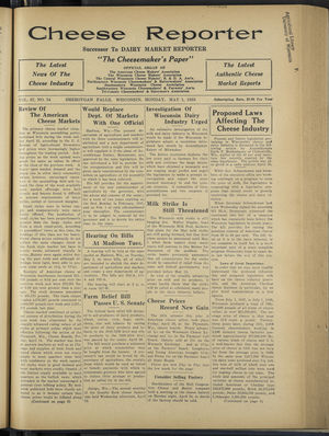 Cheese Reporter, Vol. 57, no. 34, May 1, 1933 Cheese Reporter, Vol. 57, no. 34, May 1, 1933