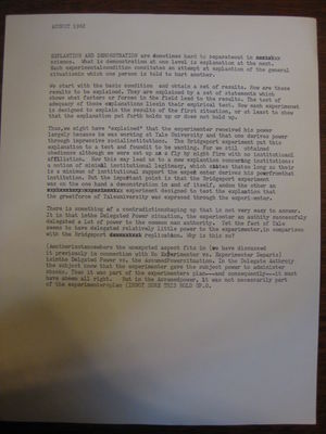 August 1962: Explanation and Demonstration August 1962: Explanation and Demonstration