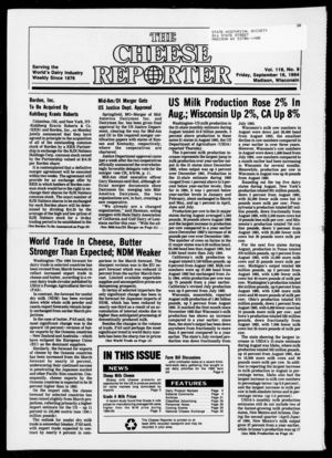 Cheese Reporter, Vol. 119, no. 9, September 16, 1994 Cheese Reporter, Vol. 119, no. 9, September 16, 1994