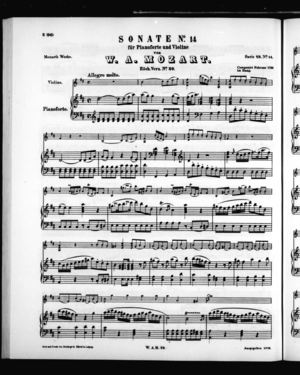 Sonate No. 14 für Pianoforte und Violine Sonate No. 14 für Pianoforte und Violine