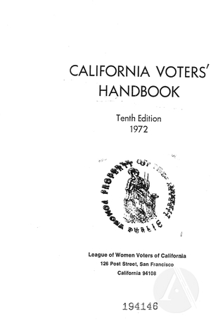 California Voters' Handbook, Tenth Edition California Voters' Handbook, Tenth Edition