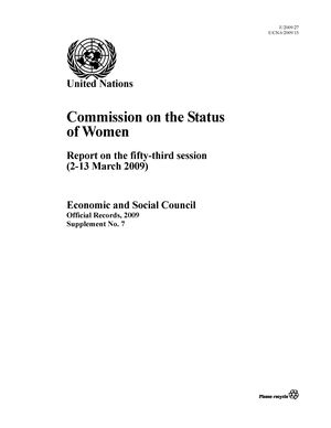 Report on the 53rd Session, New York, 2-13 March 2009 Report on the 53rd Session, New York, 2-13 March 2009