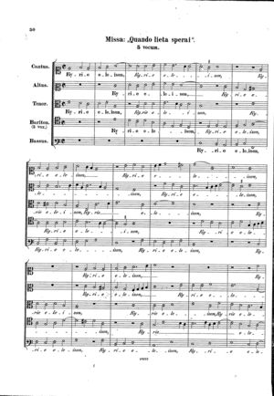 Missa Quando lieta sperai, Op. 70 Missa Quando lieta sperai, Op. 70
