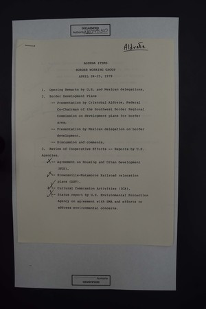 Agenda Items, Border Working Group, April 24-25, 1979 Agenda Items, Border Working Group, April 24-25, 1979