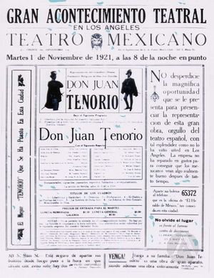 Advertisement for Don Juan Tenorio Play in Los Angeles. Advertisement for Don Juan Tenorio Play in Los Angeles.