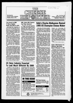 Cheese Reporter, Vol. 119, no. 32, February 24, 1995 Cheese Reporter, Vol. 119, no. 32, February 24, 1995