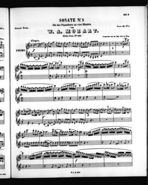 Sonate No. 5 für zwei Pianoforte zu vier Händen, Primo Part, K. 521, C Major Sonate No. 5 für zwei Pianoforte zu vier Händen, Primo Part, K. 521, C Major
