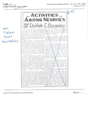 Activities Among Negroes Activities Among Negroes