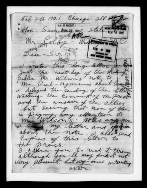 Letter To Bainbridge Colby From A Russian Re Armenia And