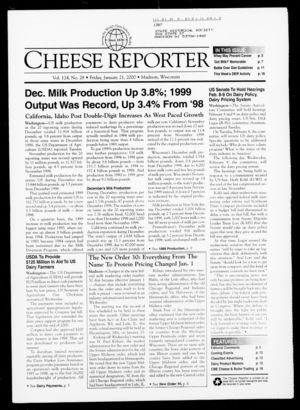 Cheese Reporter, Vol. 124, No. 28, January 21, 2000 Cheese Reporter, Vol. 124, No. 28, January 21, 2000